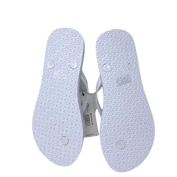 Calvin Klein Womens KCDAWNI-Z Dawni Flip Flop Smooth Footbed Sandal WHITE Rubber - Picture 7 of 9